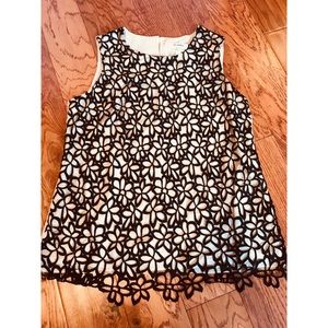Neiman Marcus tan top with black ilit overlay